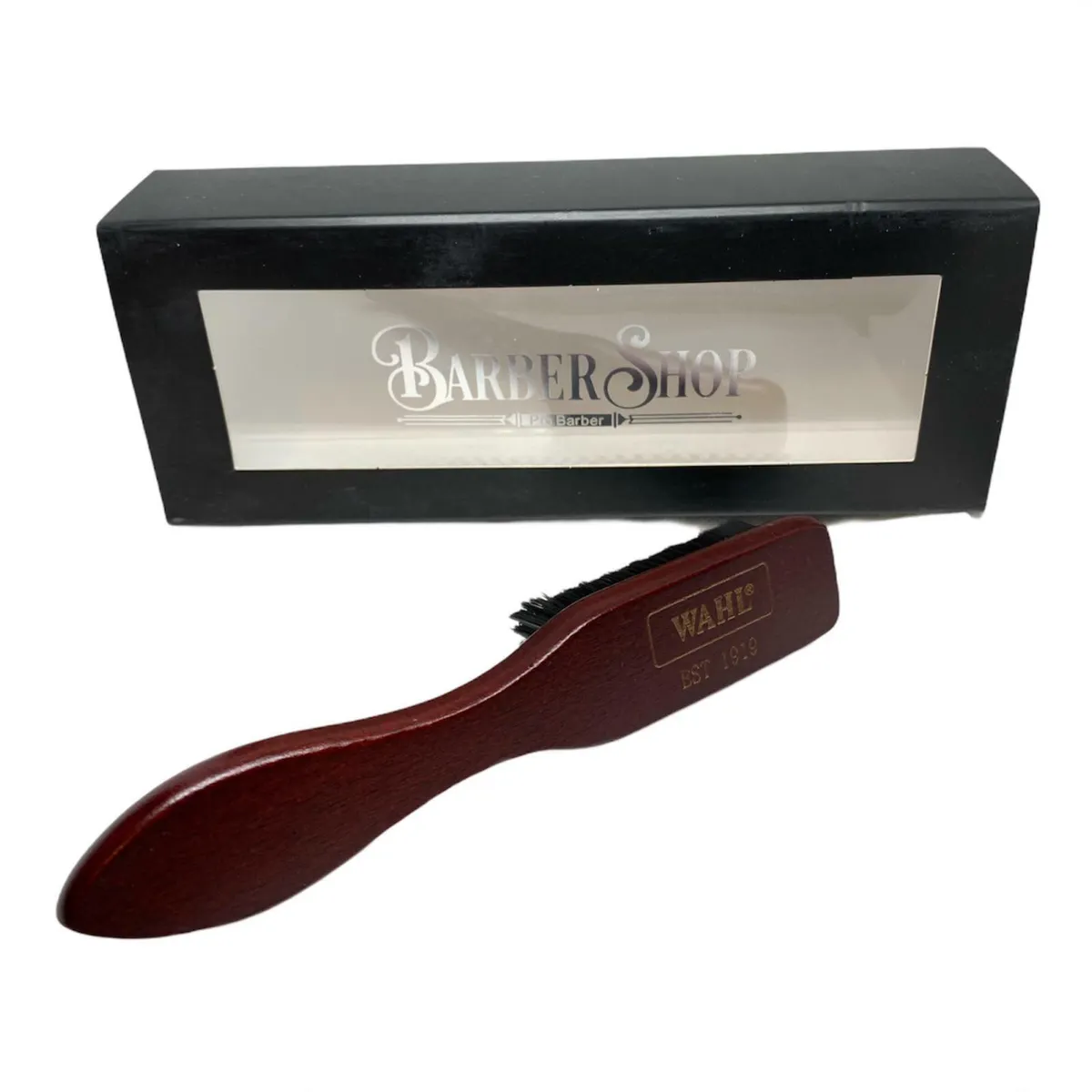 2 Wahl Skin Fade Brush Bristle Hair Beard Wooden Handle Men Grooming For Barbers