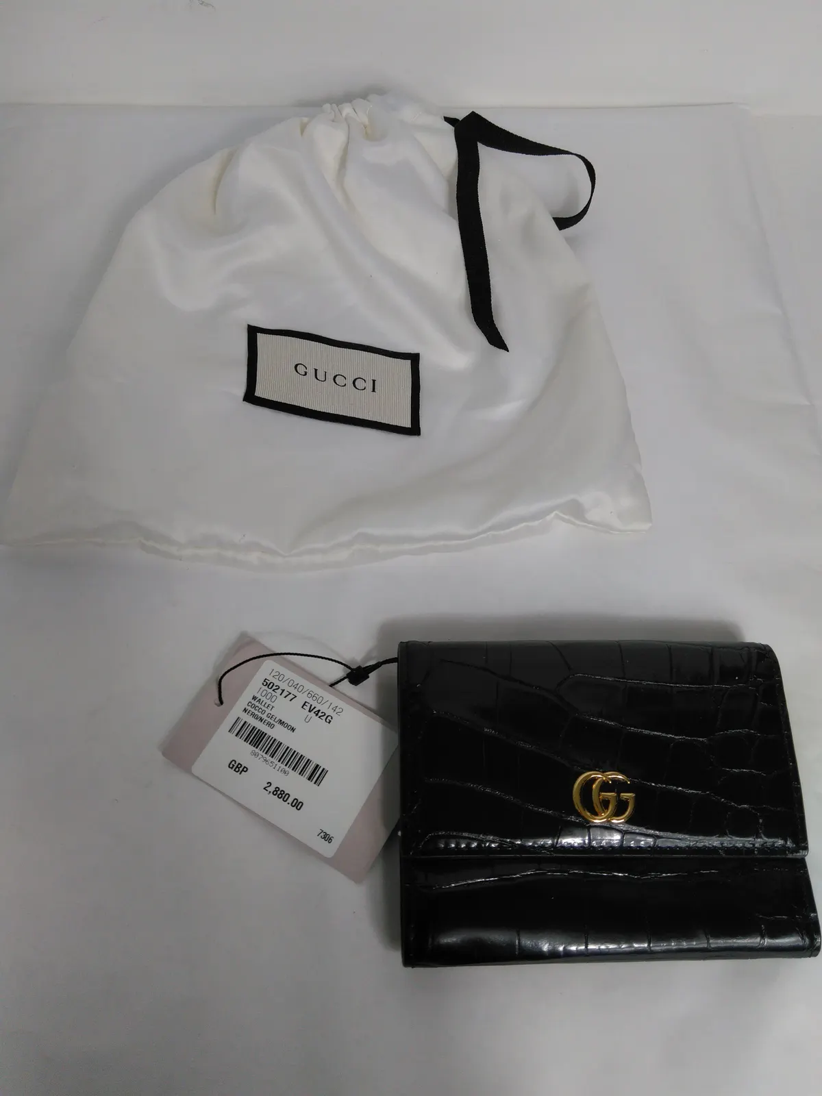 Black Gucci Croc GG Purse