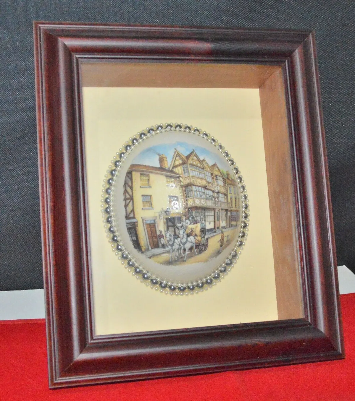 HAND PAINTED HALF OSTRICH EGG IN SHADOW BOX