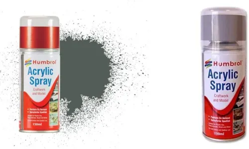 Humbrol AD6001 150ml Acrylic Spray Paint No. 1 Matt Grey Primer &  150ml Silver