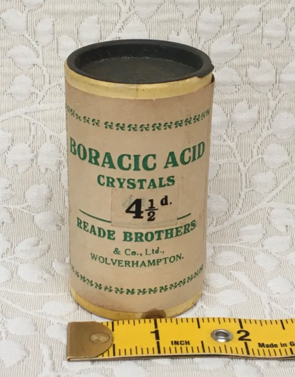 Vintage Boracic Acid Crystals Cannister - Reade Brothers & Co Wolverhampton