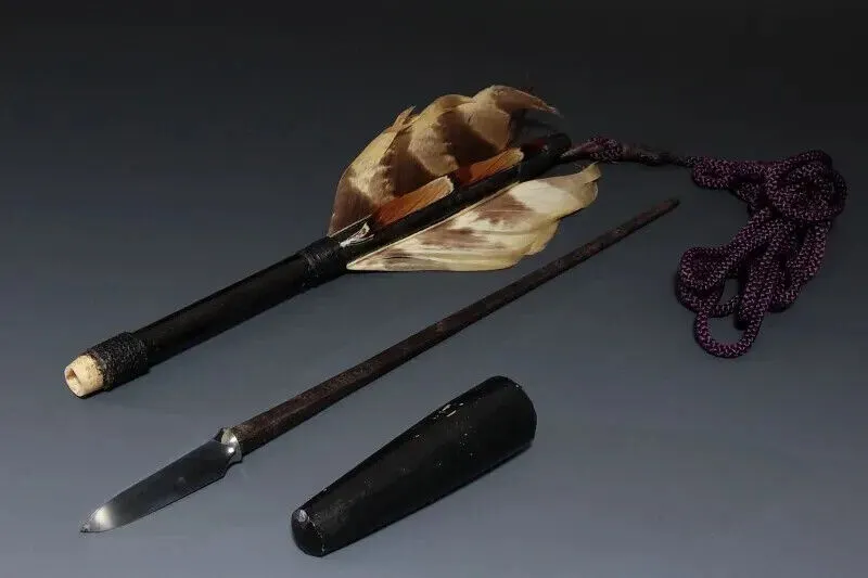 Japan antique 平安城文珠包弘 UCHINE arrow Bow katana archery samurai yoroi busho