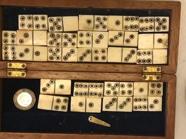 Napoleonic War Carved Bovine Bone Dominoes