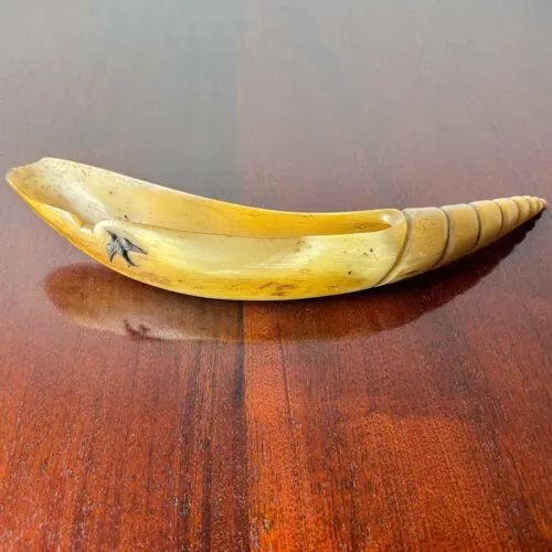 Antique Carved Horn Drinking Vessel