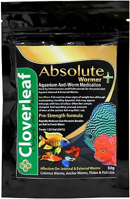 Cloverleaf AW50/6 Absolute+ Wormer Treatment Aquarium 50g treats 5000gals, White
