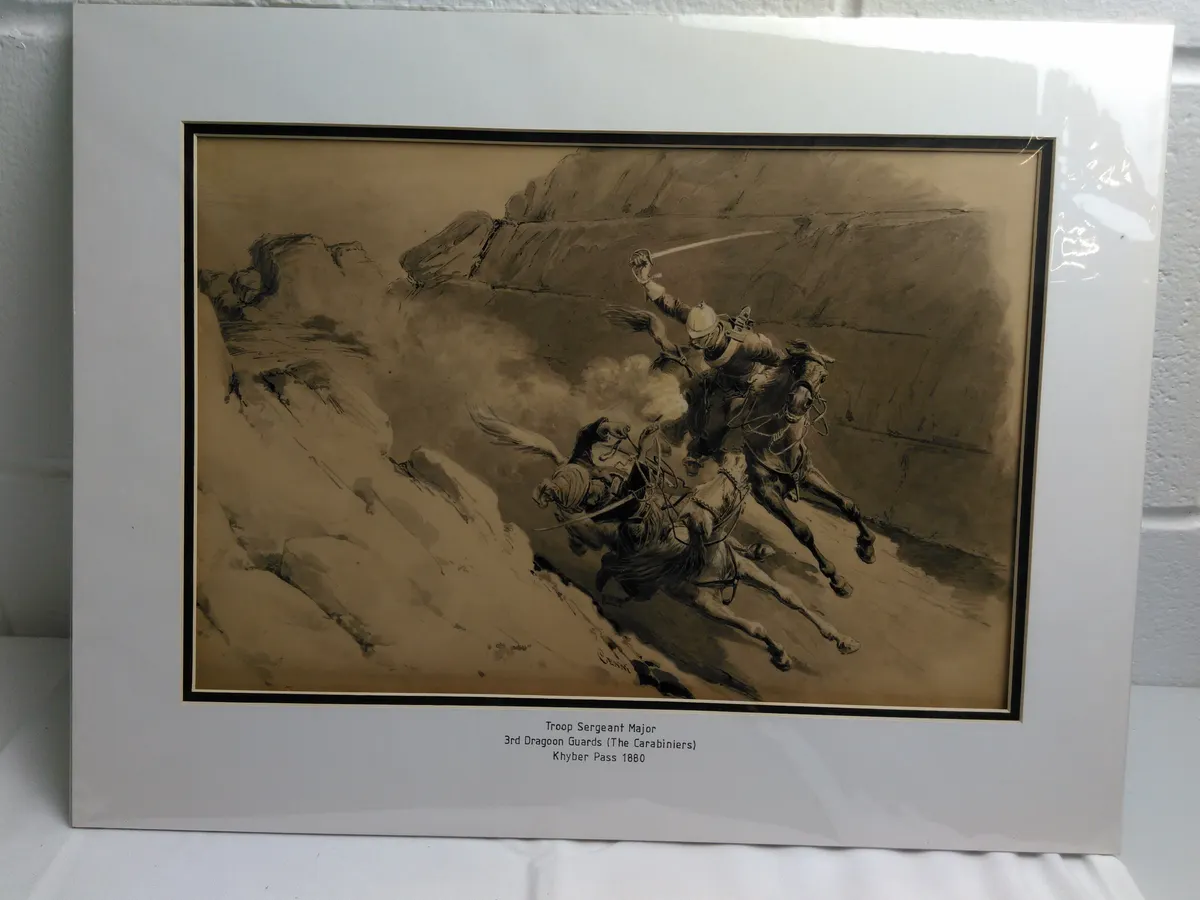 Quinto Cenni (1845-1917) Original Antique Study 1880 Khyber Pass Battle Scene