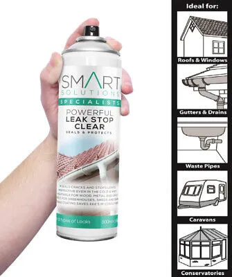 2x Leak Stop SpraynSeal Fix Clear Instant Waterproof Sealant Mastic Gutter Roof