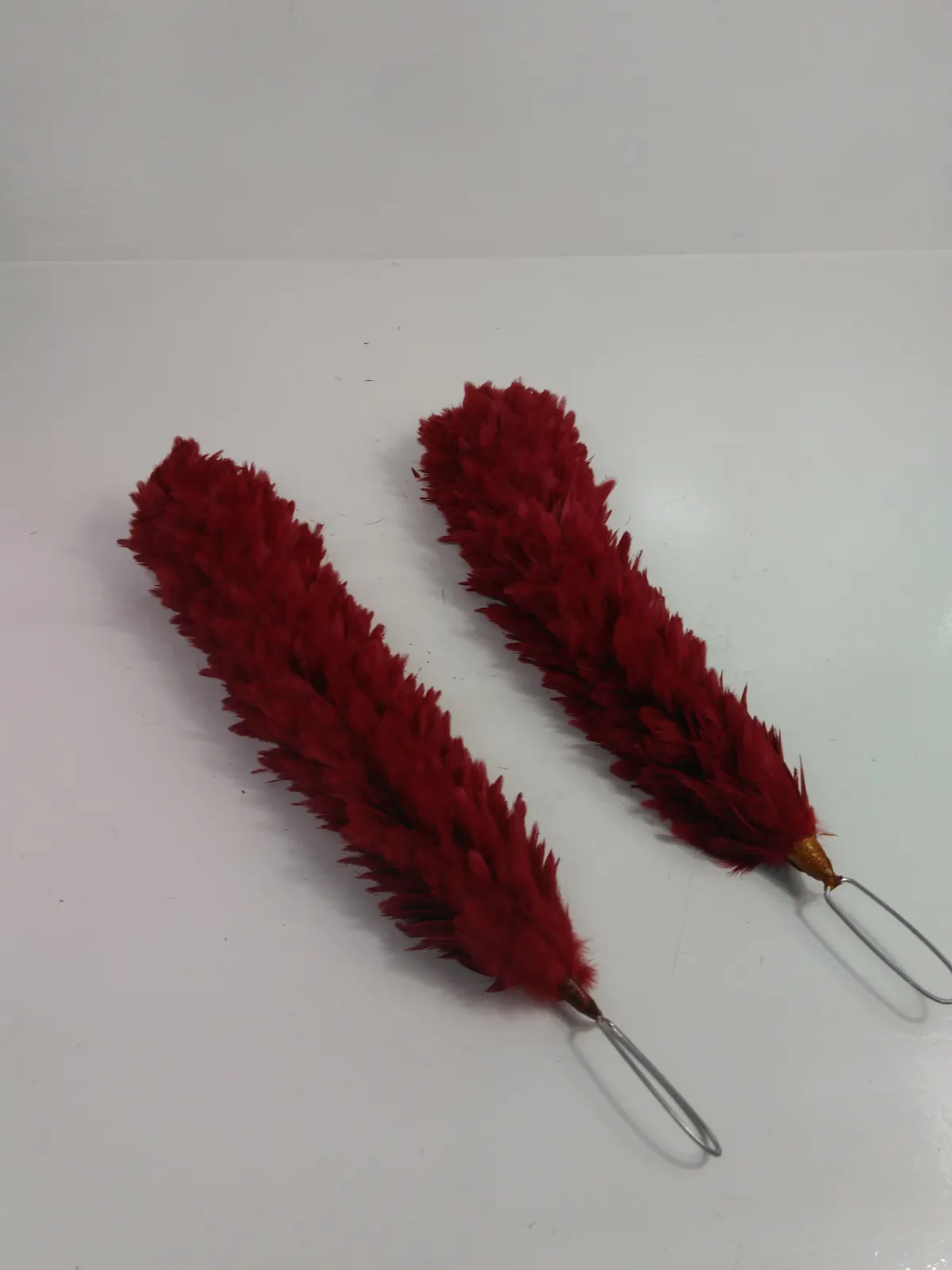 2x Feather Bonnet Plume Hackle Red 12" Balmoral Hats Highland wear Red 30cm