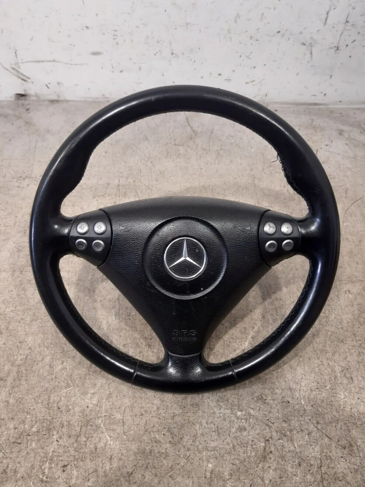 2006 MERCEDES C CLASS W203 COMPLETE BLACK LEATHER STEERING WHEEL A1714600103