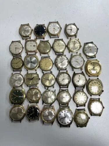 Mechanical Gold Toned Watch Heads Spares Or Repairs  Job Lot