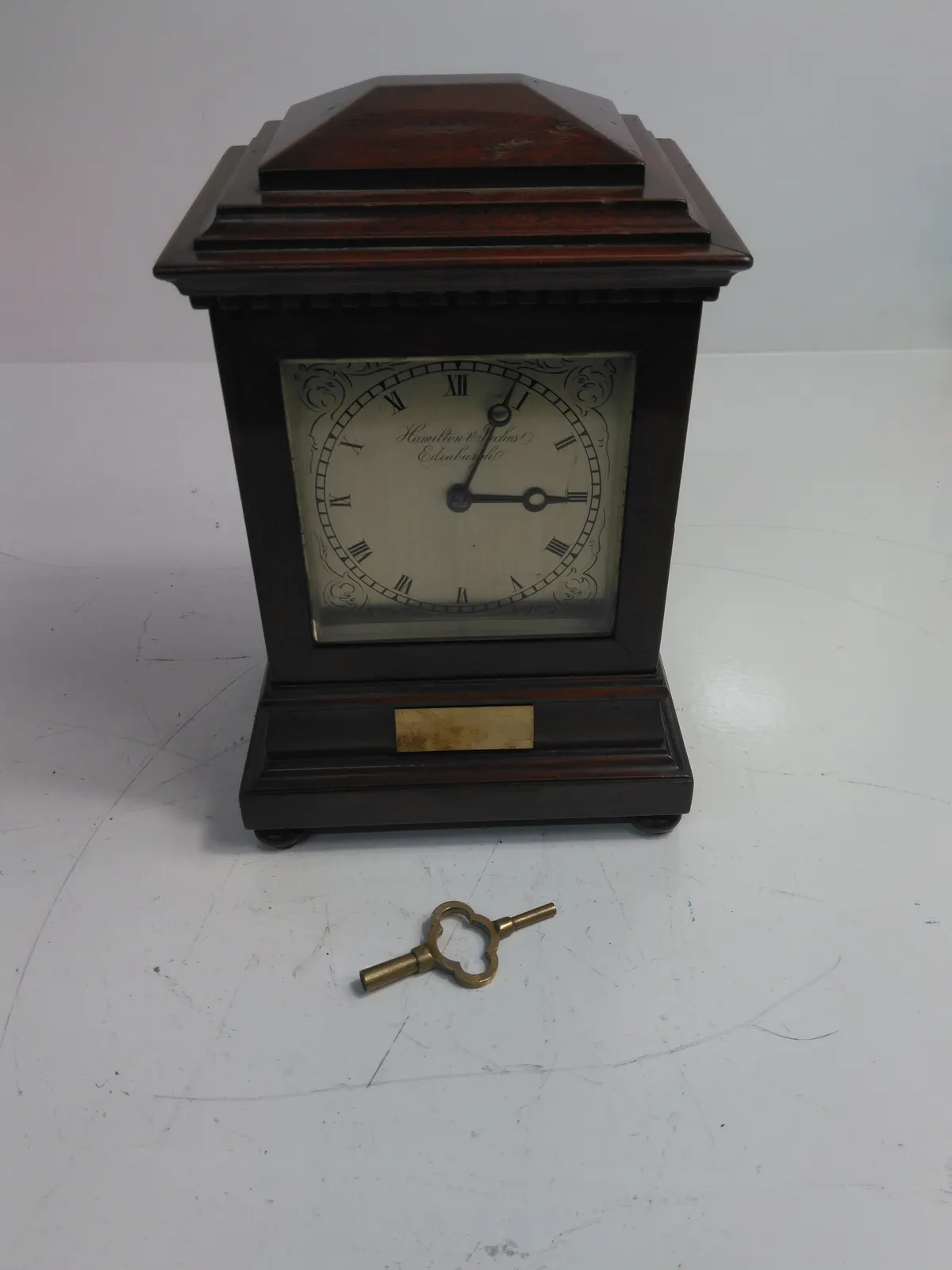 Lovely Mahogany Mantel Clock By Hamilton & Inches Edinburgh Chiming