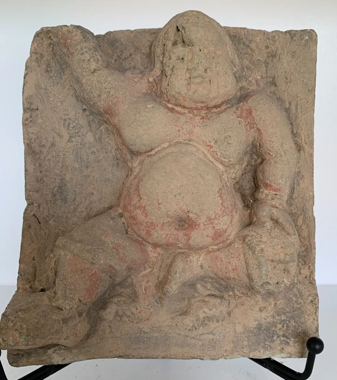 Chinese Yuan Dynasty (1277- 1368) Terracotta Wall Tile with Male Figure 7" x 6"