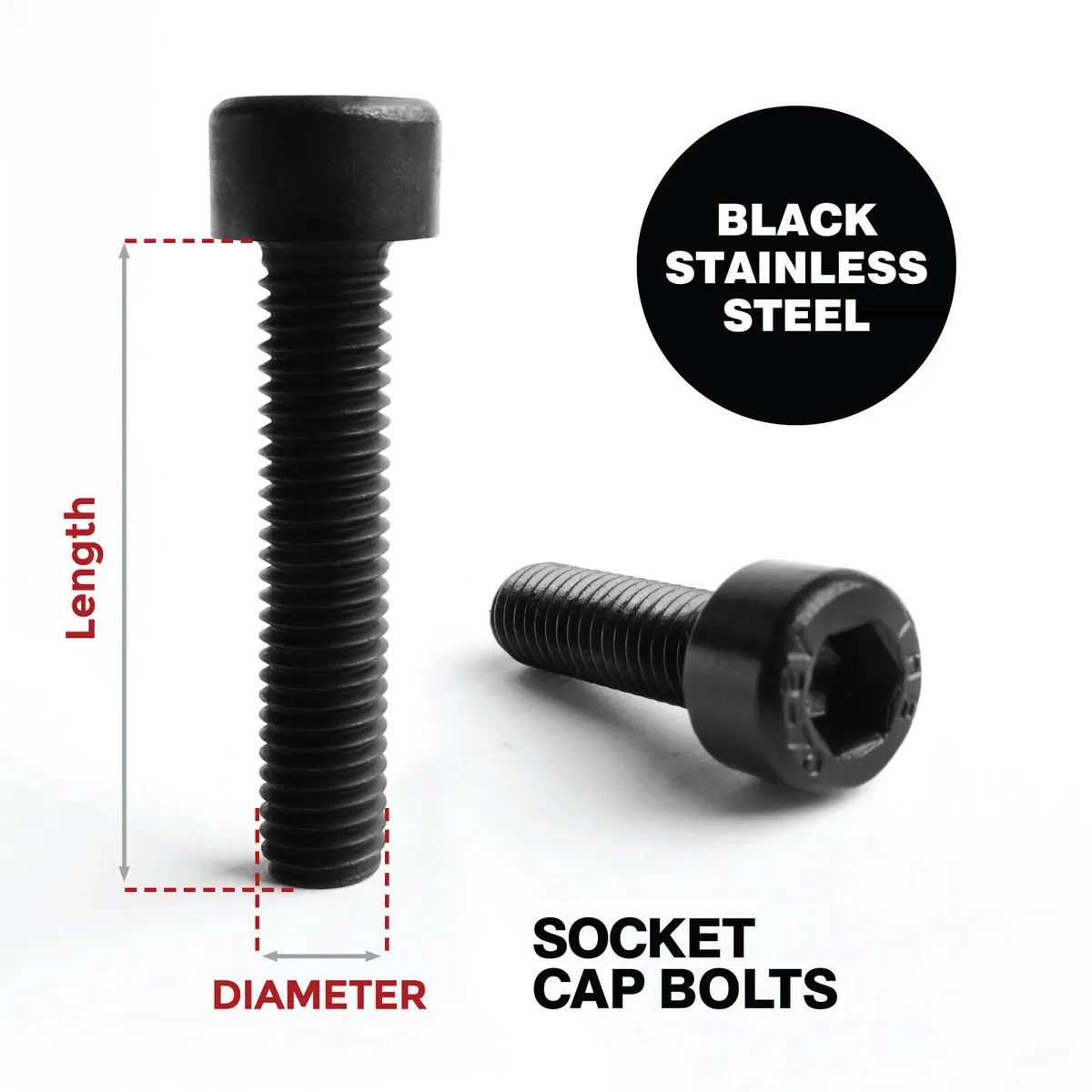 40x M6 14mm CAP BOLT ALLEN SCREW A2 BLACK STAINLESS STEEL SOCKET CAP HEX DRIVE