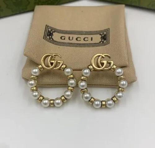 Gucci Double G Pearl Earrings. New. Very Good Condition. Authentic.