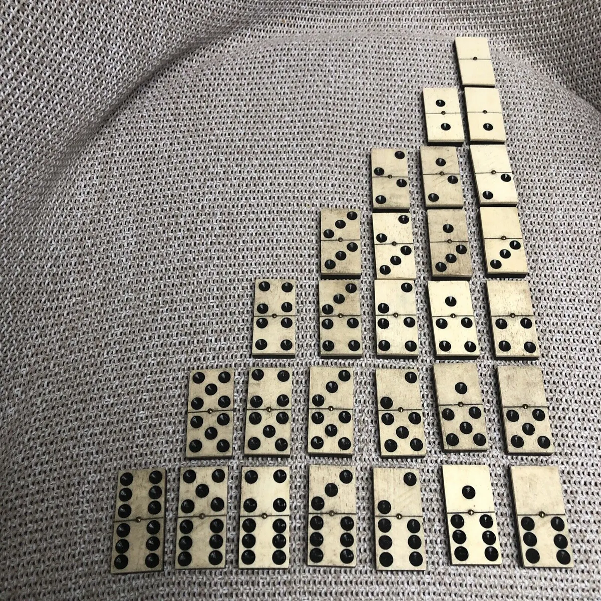 VERY Rare Antique Bone and Ebony Domino Dominoes 28 Set Circa 1850