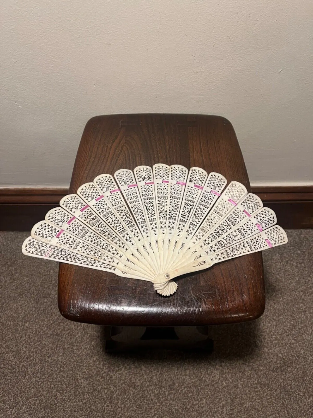 Antique Pierced Bone Fan