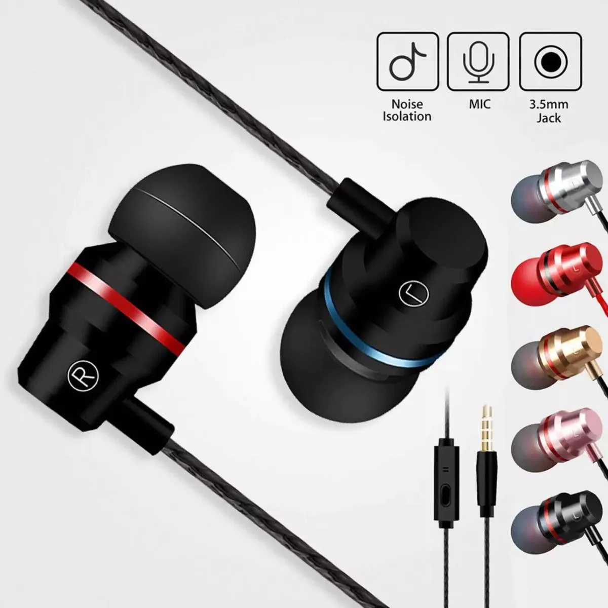 Earphones Wired Headphones In Ear High Definition Deep Bass 3.5mm AUX Jack✅