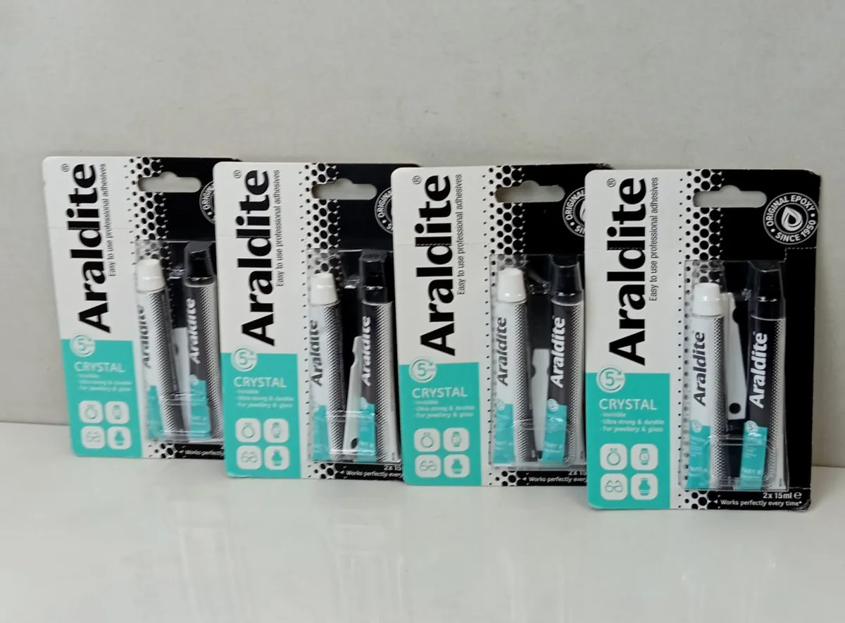 Araldite Crystal Clear Epoxy Adhesive 2x15ml (4-Pack) Glass Jewellery NEW