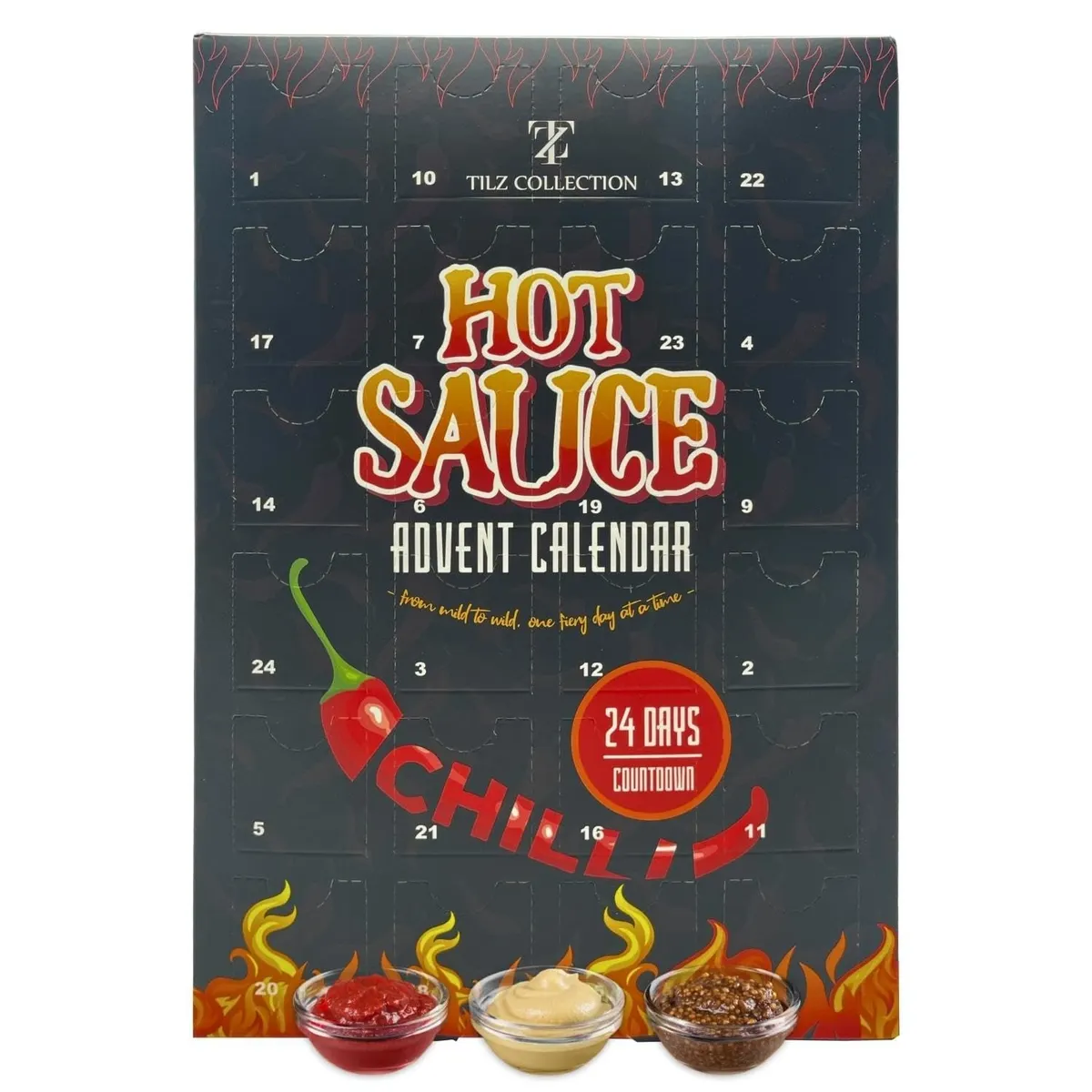 Chilli Advent Calendar 2025 – 24 Days of Hot Sauce Sachets with 20 Fiery