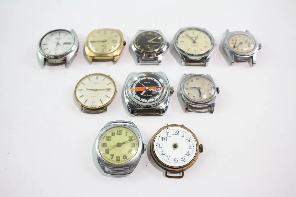 10x Vintage Mechanical Watch Heads Seiko Timex Etc SPARES/REPAIRS