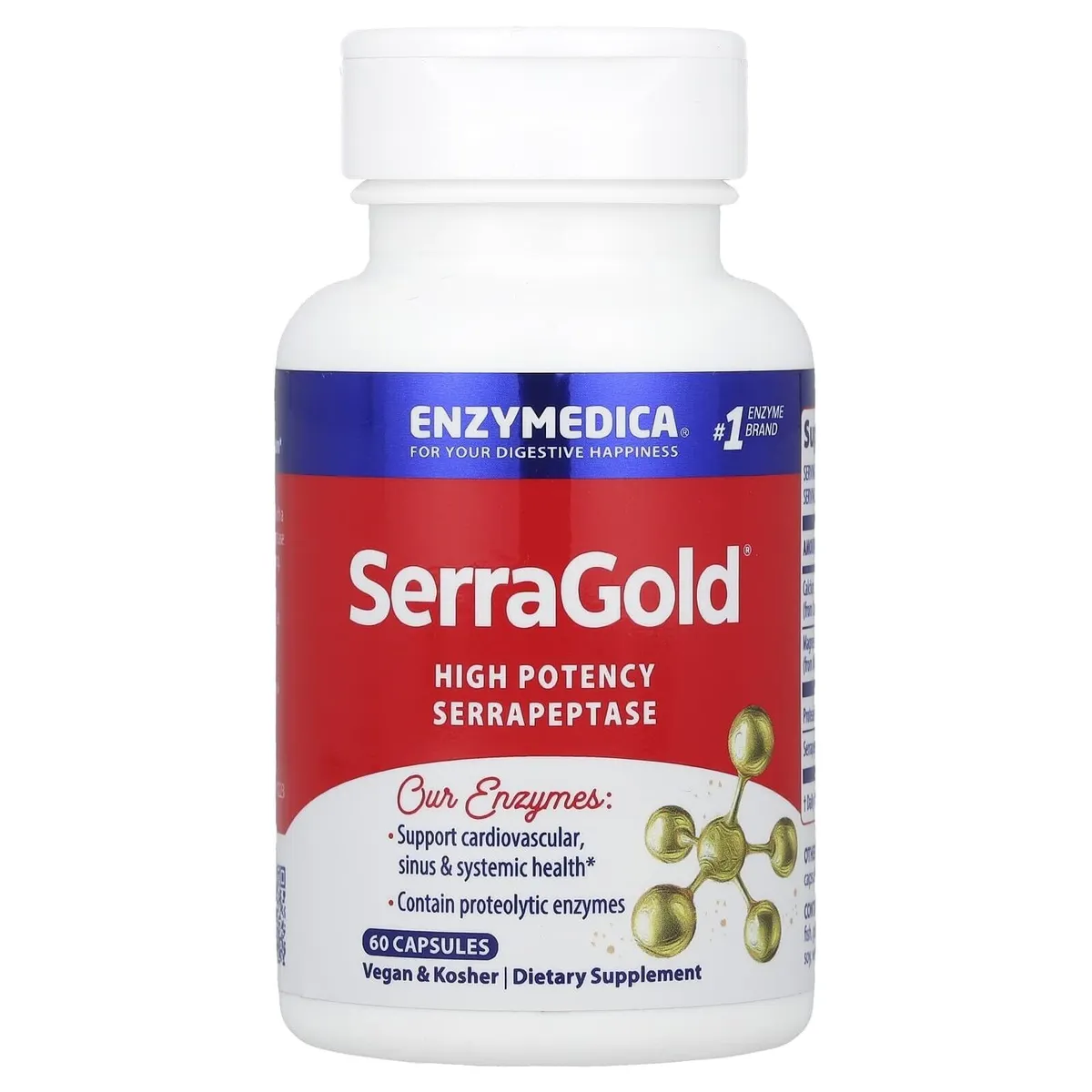 Enzymedica SerraGold High Potency Serrapeptase 60 Caps New Expiry 2026
