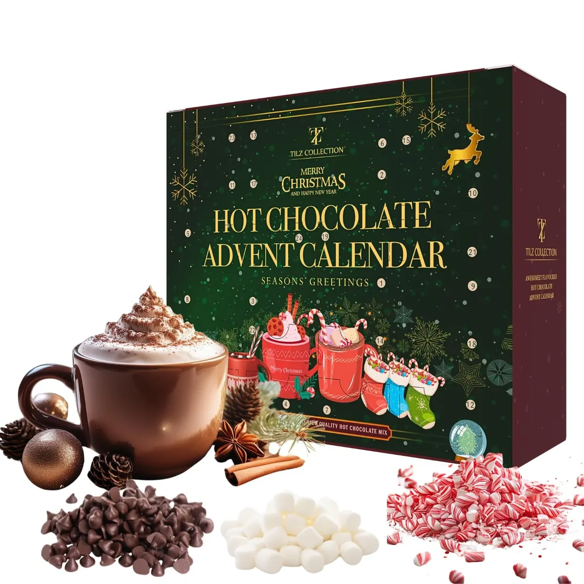New 2024 Hot Chocolate Advent Calendar 24-Day Christmas Gift Set