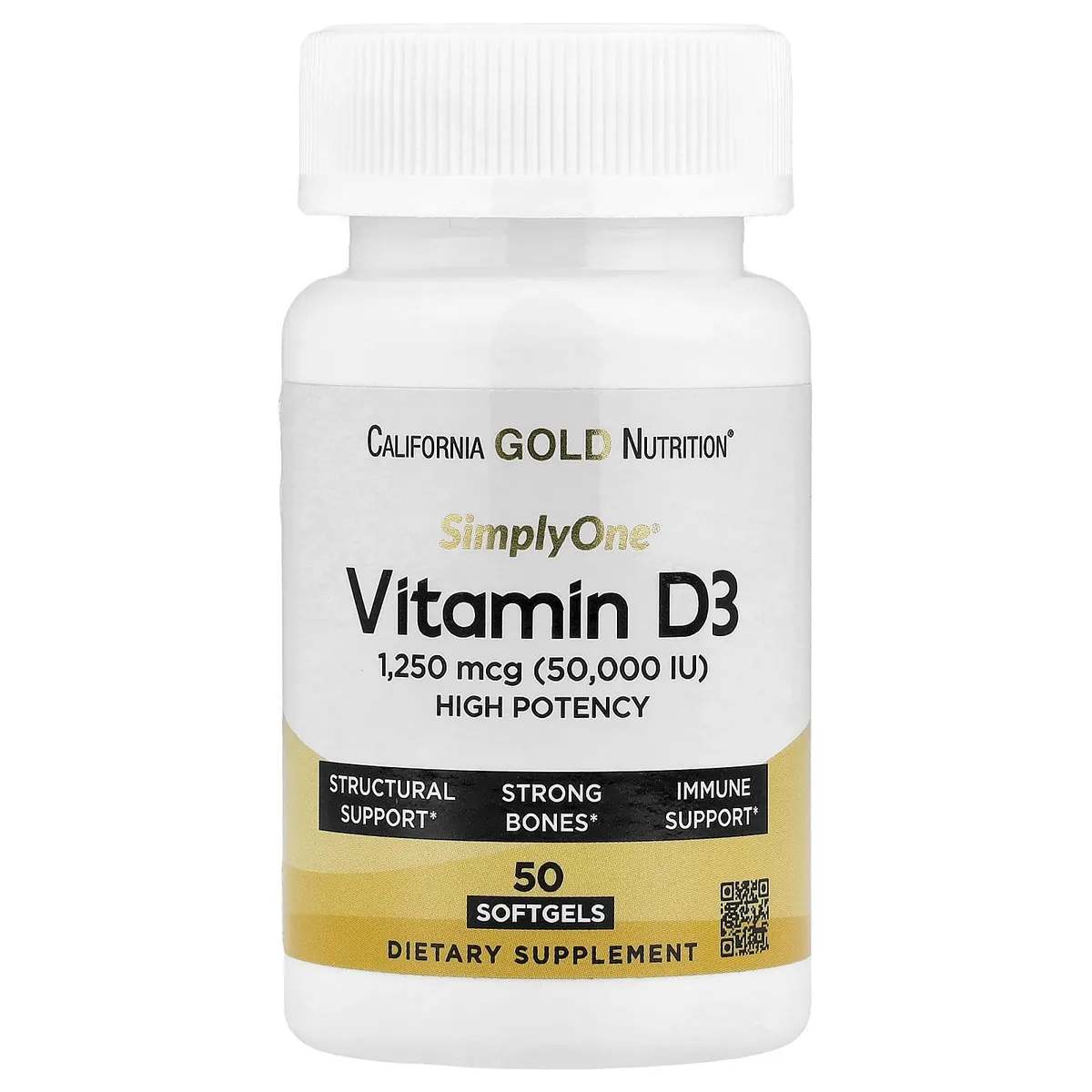 Super Nutrition SimplyOne Vitamin D3 50000 IU 50 Softgels Cholecalciferol NEW