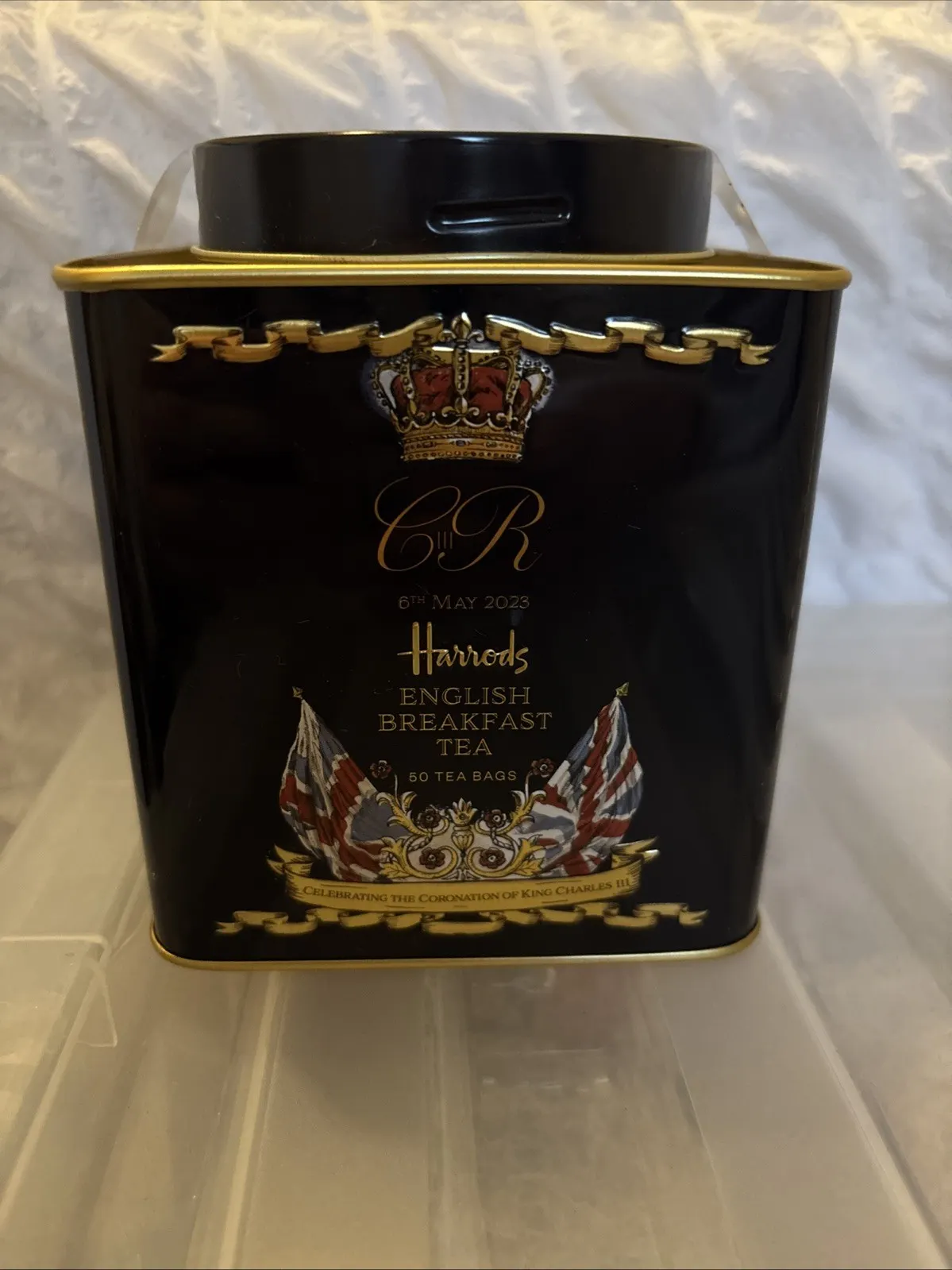 Harrods Coronation Tea Caddy 2023 King Charles III English Breakfast