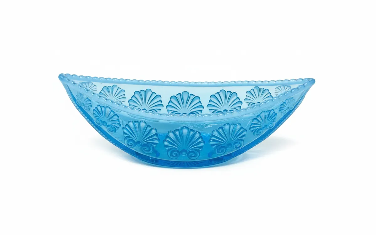 Victorian Davidson Blue Pearline Boat Vase Rd 212684 'War of Roses'