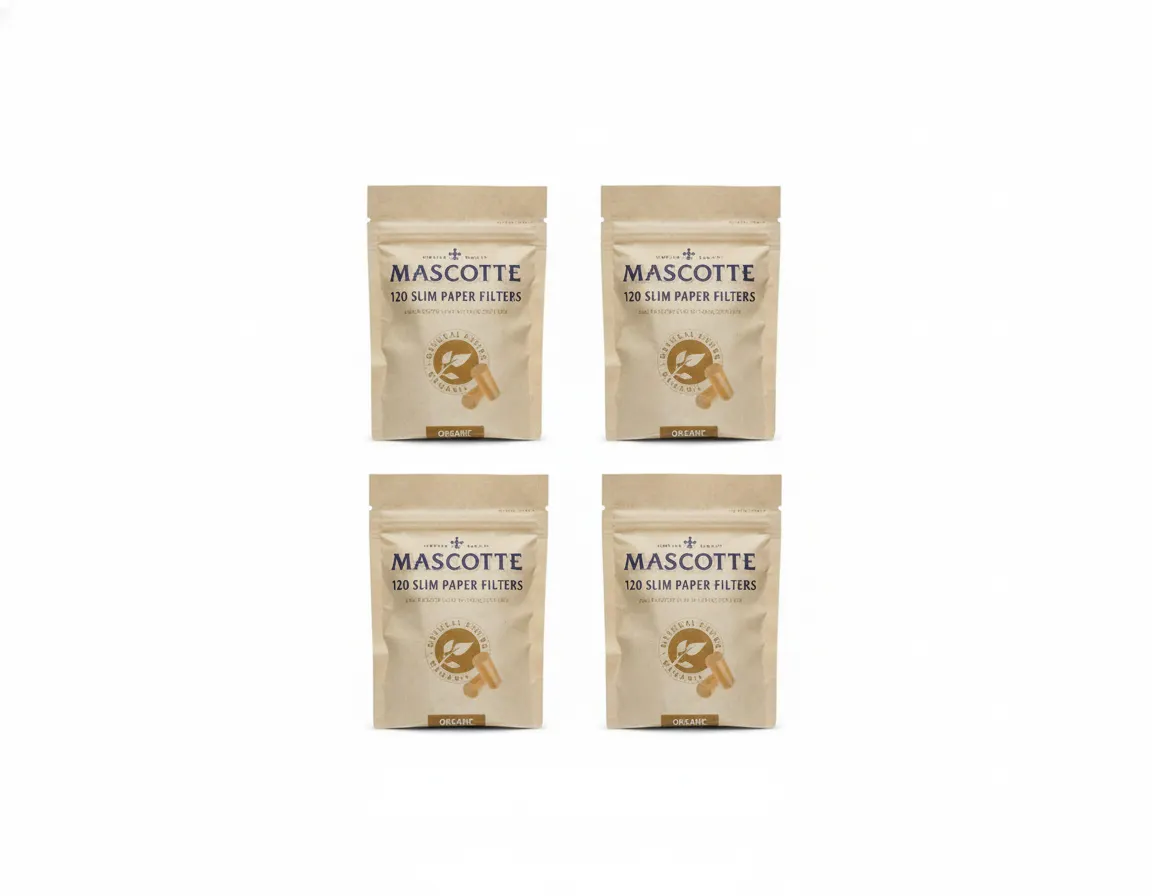 4x Mascotte Organic Unbleached X-Long Filters 120 Slim Paper Reseal Bags