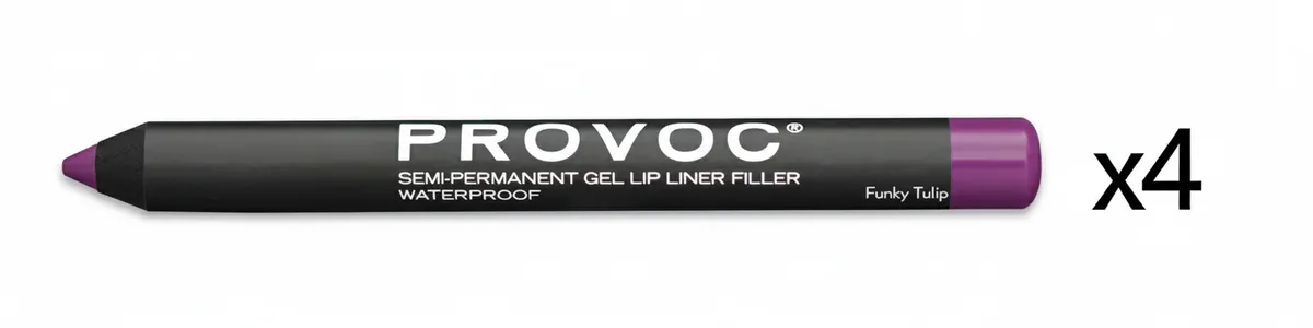 4x Provoc Semi-Permanent Waterproof Gel Lip Liner Filler - 205 Funky Tulip