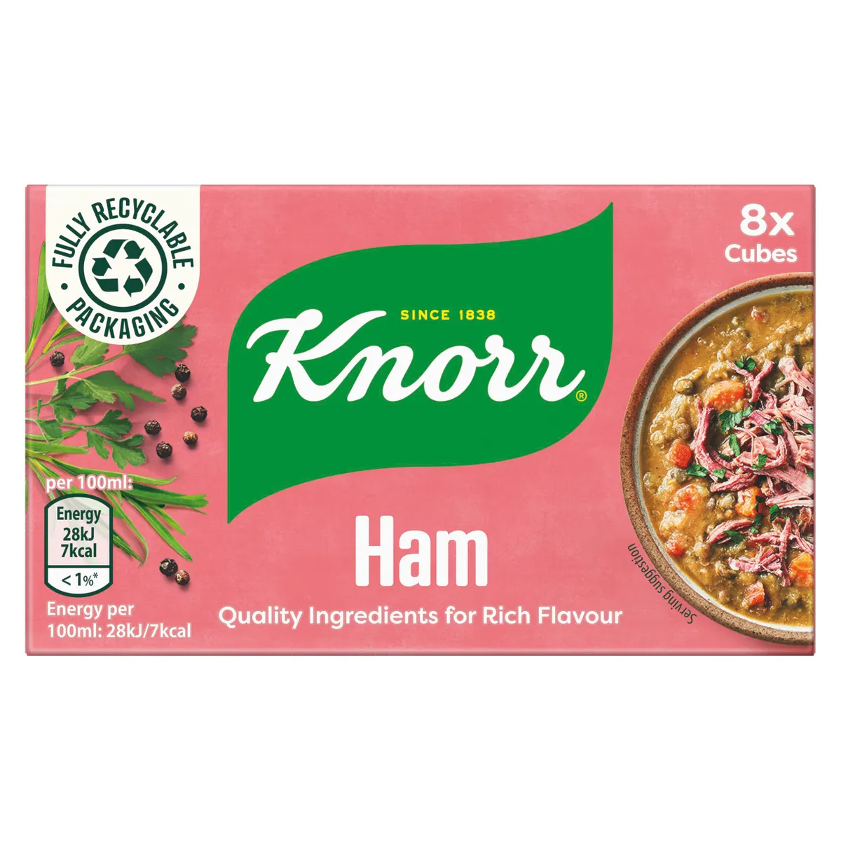 Knorr Ham Stock Cubes 8 Retail Packs New Condition Gluten Free