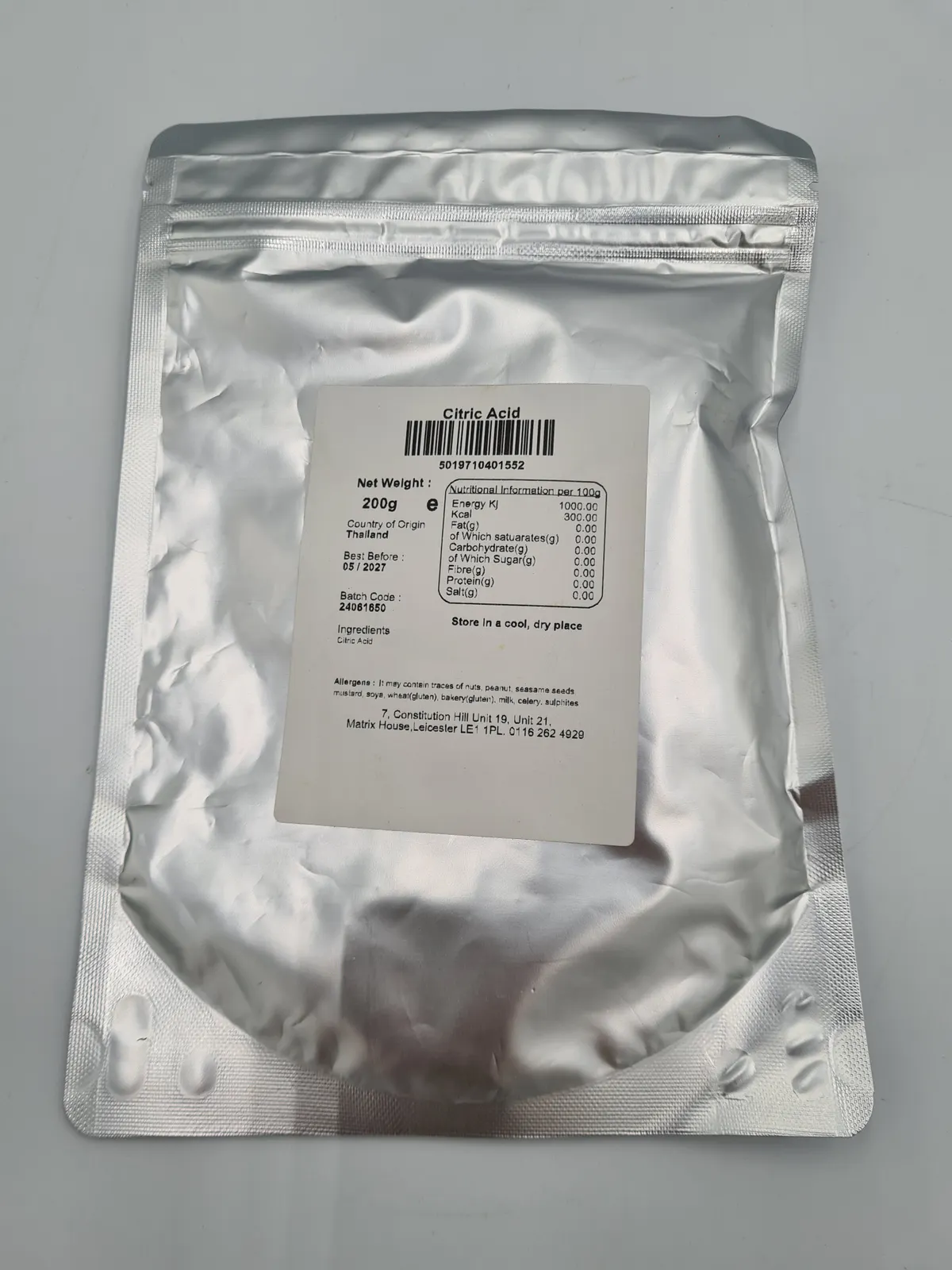 Citric Acid 200g Monohydrated E330 Food Grade Premium Quality New