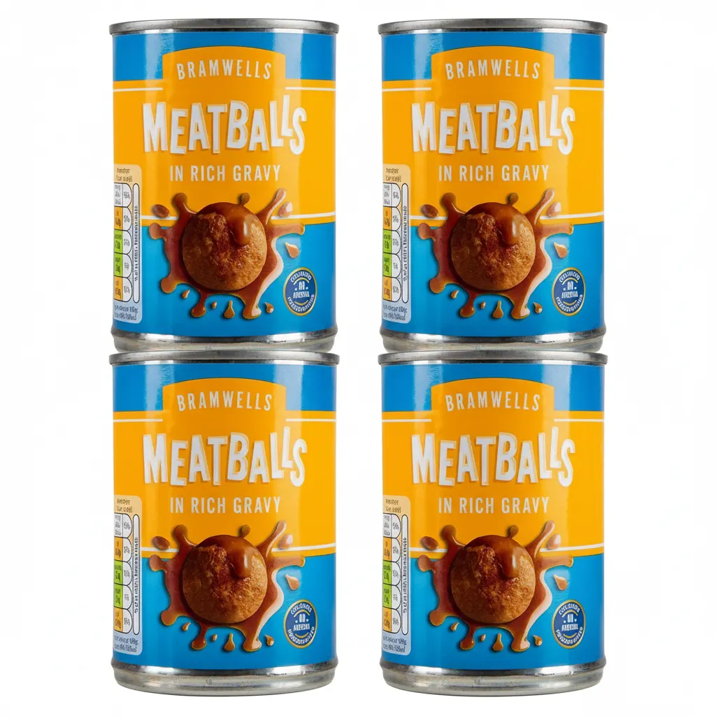 4x Bramwells Tinned Meatballs in Rich Gravy, High Protein Ready Meal
