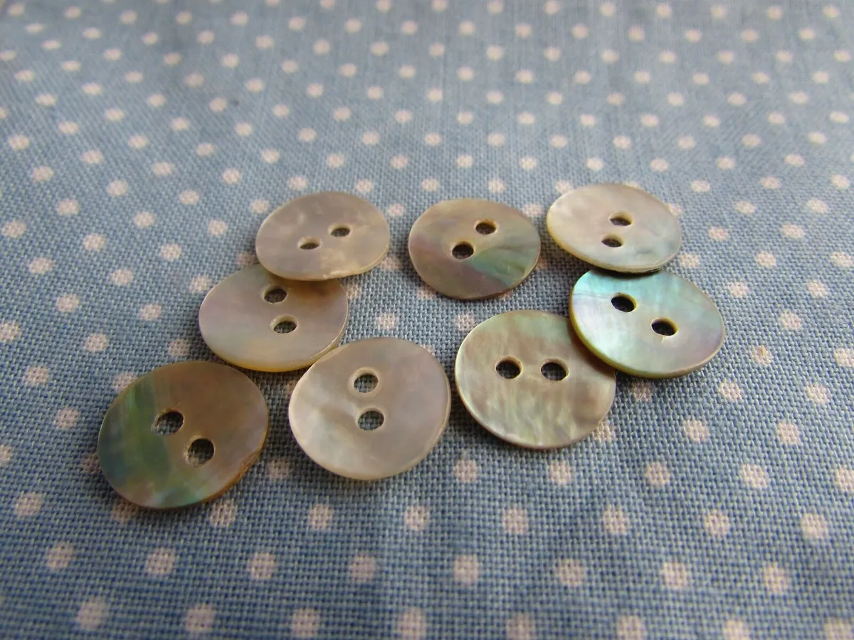 10mm Mother of Pearl Shell Round Buttons 2 Hole MOP Pack of 100