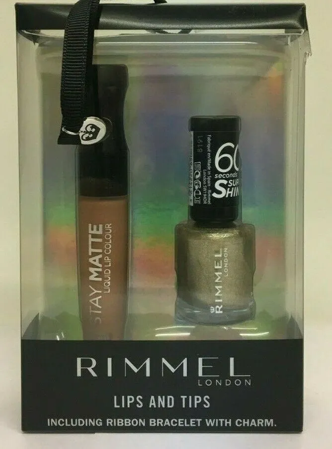 2x RIMMEL STAY MATTE BE MY BABY LIP COLOUR 700/SUPER NAIL POLISH GOLD 60 SECOND