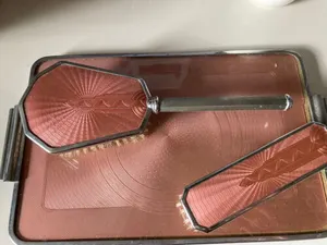 Pink vanity table tray brush and hairbrush art nouveau