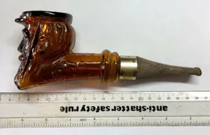 Vintage Antique Glass Mearsham Pipe Scent Bottle - The (Old) Green Man? (G110)