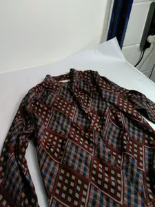 Vintage Blouse Shirt  70s / 80s Secretary Diamond Pattern Silky Size 14/16 Retro