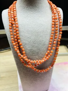 ANTIQUE EDWARDIAN NATURAL CORAL NECKLACE 100 CM LONG GLASS BEADS