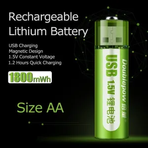 8 x USB Rechargeable Batteries AA 1.2 Hours 1.5V AA Size 1800mWh Lithium