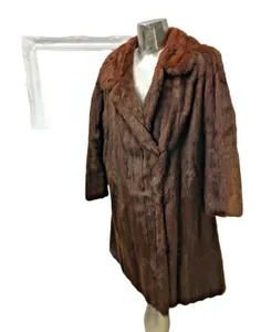 Womens Vintage Real Mink Fur Jacket Coat Red Brown Size UK 16-18 Large