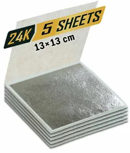 Edible Silver Leaf Pure Sheet Extra Large Sheet 24K Pure Silver 13 X13cm 10 pcs