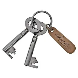 Antique Key x 2 - Two Keys with Bovine Bone 'Bag' Tag