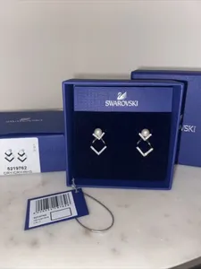 BNIB New Swarovski Swan Crystal PEARL Pierced Edify Pave Earrings Studs 5219762