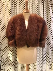 Red Fox Real Fur Capelet Vintage 1930s, Large Size Dark Fluffy Luxury 