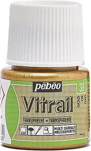 2 x PEBEO Vitrail Stained Glass Effect Glass Paint 45ml Bottle, Gold,Gold,