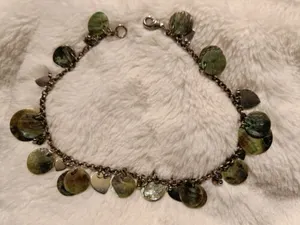Large Chain Green Mother Of Pearl Anklet Nature Hippie Holiday handmade