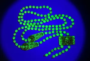 Old Vintage Jewellery Neiger Egypt Mummy Uranium Glass Bead Hand Knot Necklace