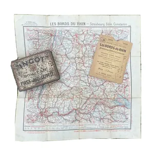 1930's HOME CAR FIRST AID KIT + ORIGINAL TIN & CONTENTS + PERIOD MAP BELGIUM ETC